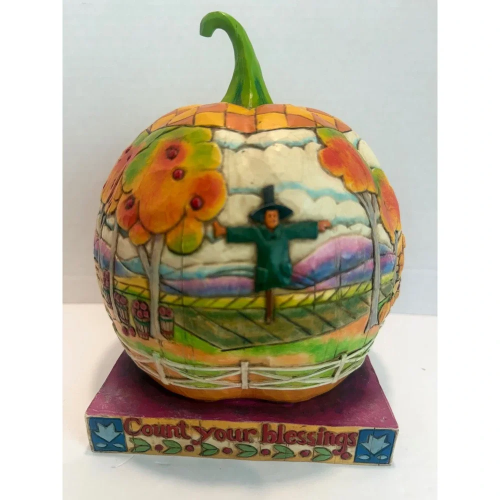 Jim Shore Heartwood Creek Count Your Blessings Pumpkin Figurine  Fall Decor 2004